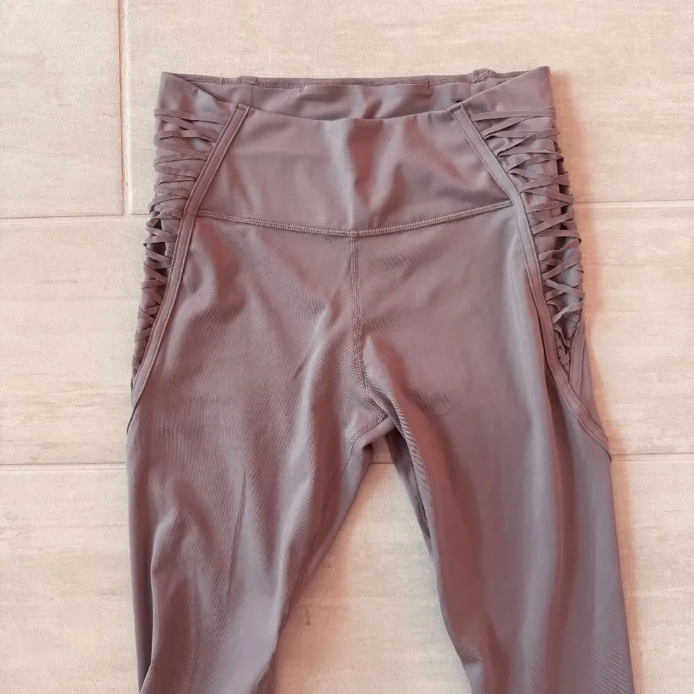 Nike Dri-Fit Leggings Mauve-Purple One Lux 7/8 Lacing Tights Medium Running Yoga
